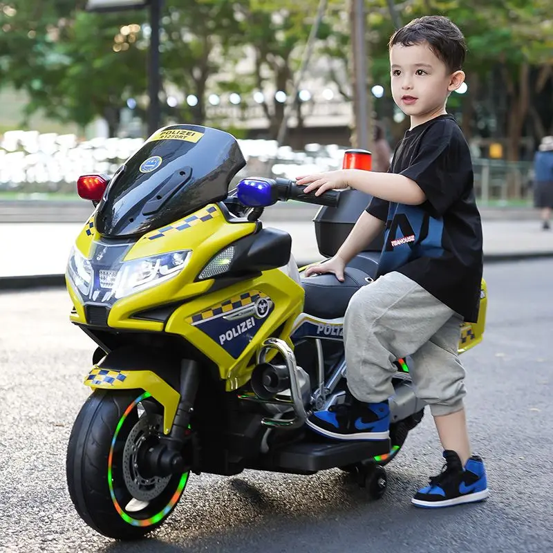 wholesale plastic 2 wheel safety belt big ride on toys police motorcycle motor scooter electric kids motorbike for sale