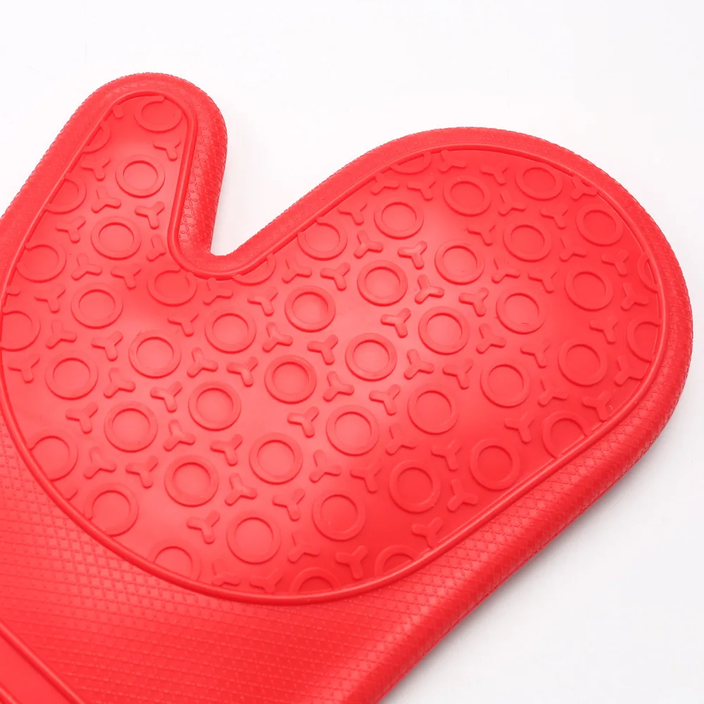 Custom Food Grade Silicone Thick Kitchen Waterproof Cooking BBQ Long Cuff Mitten Heat Resistant  Kitchen Gloves