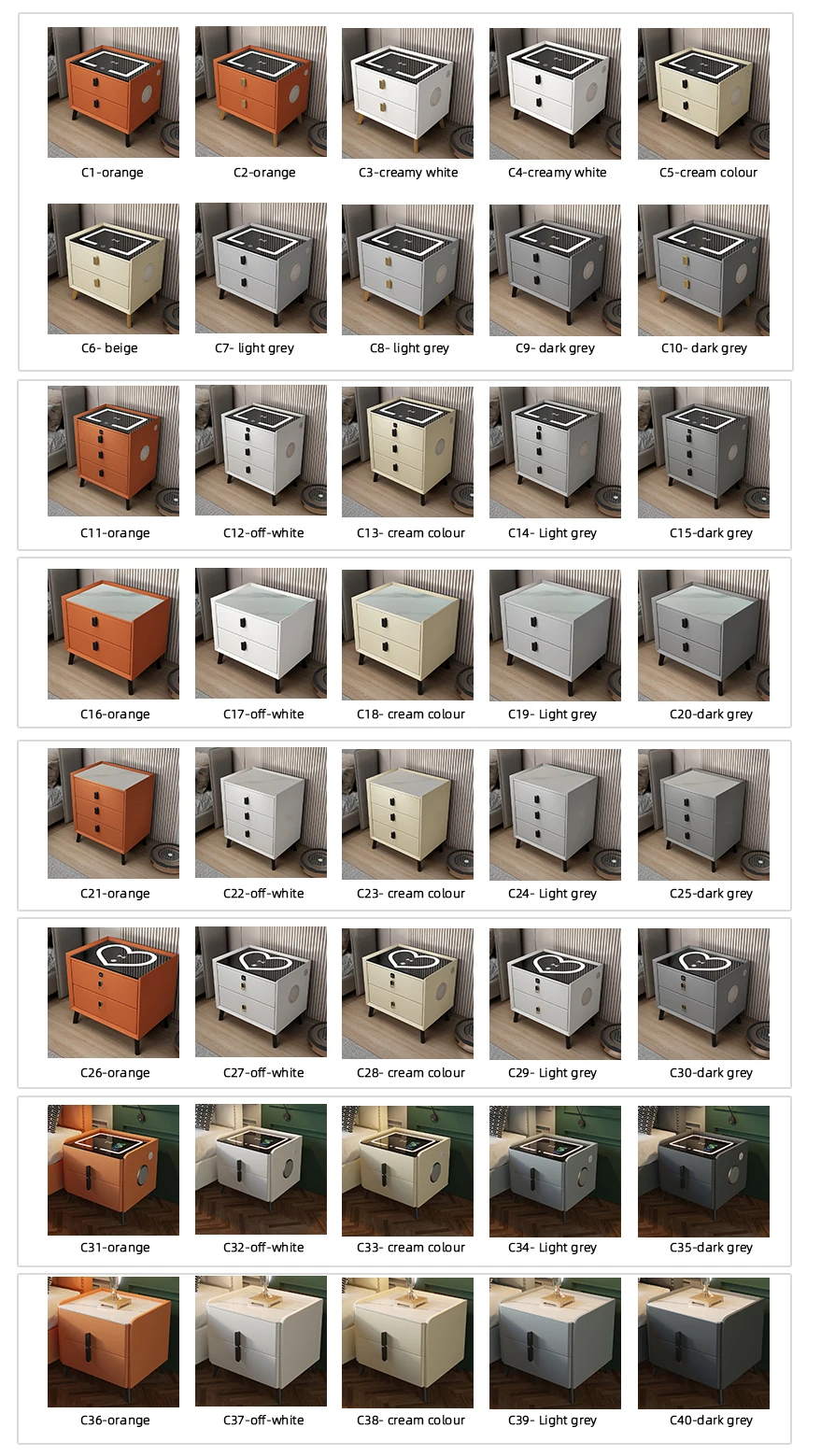 Patented Luxury Cabinet Night Stand White Smart Bedside Table Nightstands