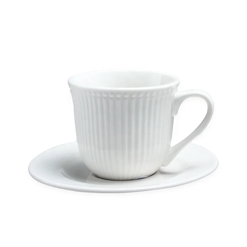 embossed fine porcelain cup and saucer ceramic tea cup saucer set