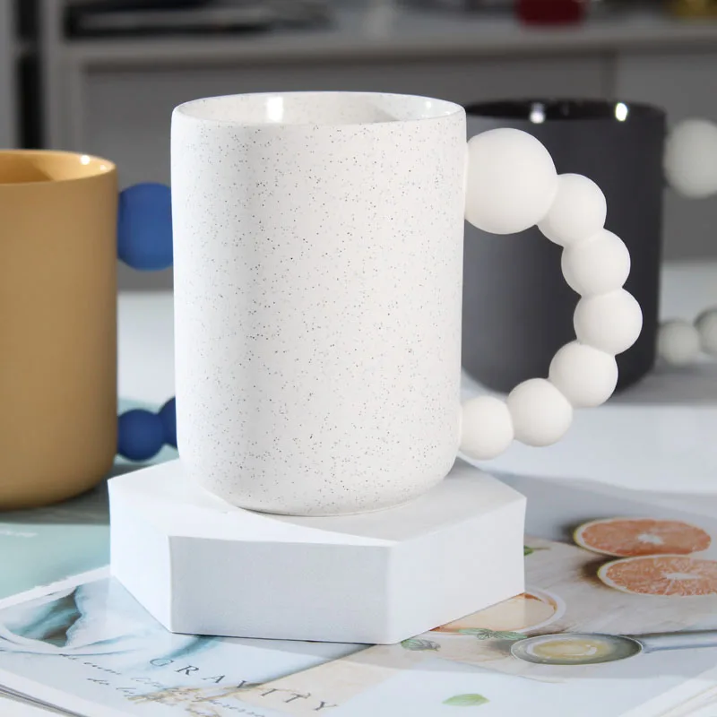 Wholesale 16oz Plain New Design Nordic Clay Handmade Ceramic Coffee Mug with Unique Handle