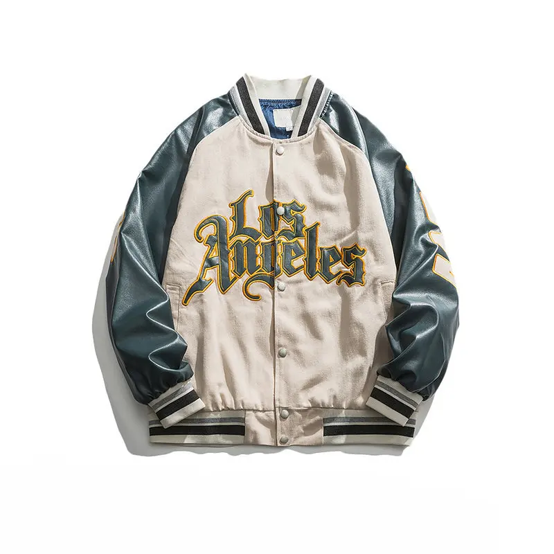 Custom jackets Embroidery Patched Logo Letterman Varsity Men Baseball Jackets With Leather