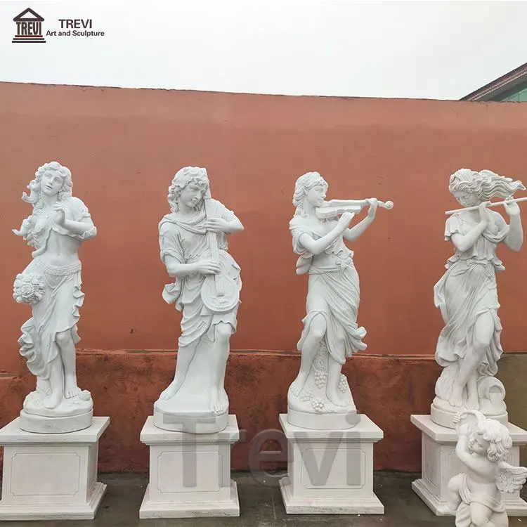 Greek famous classical marble four season ornament set music garden statues
