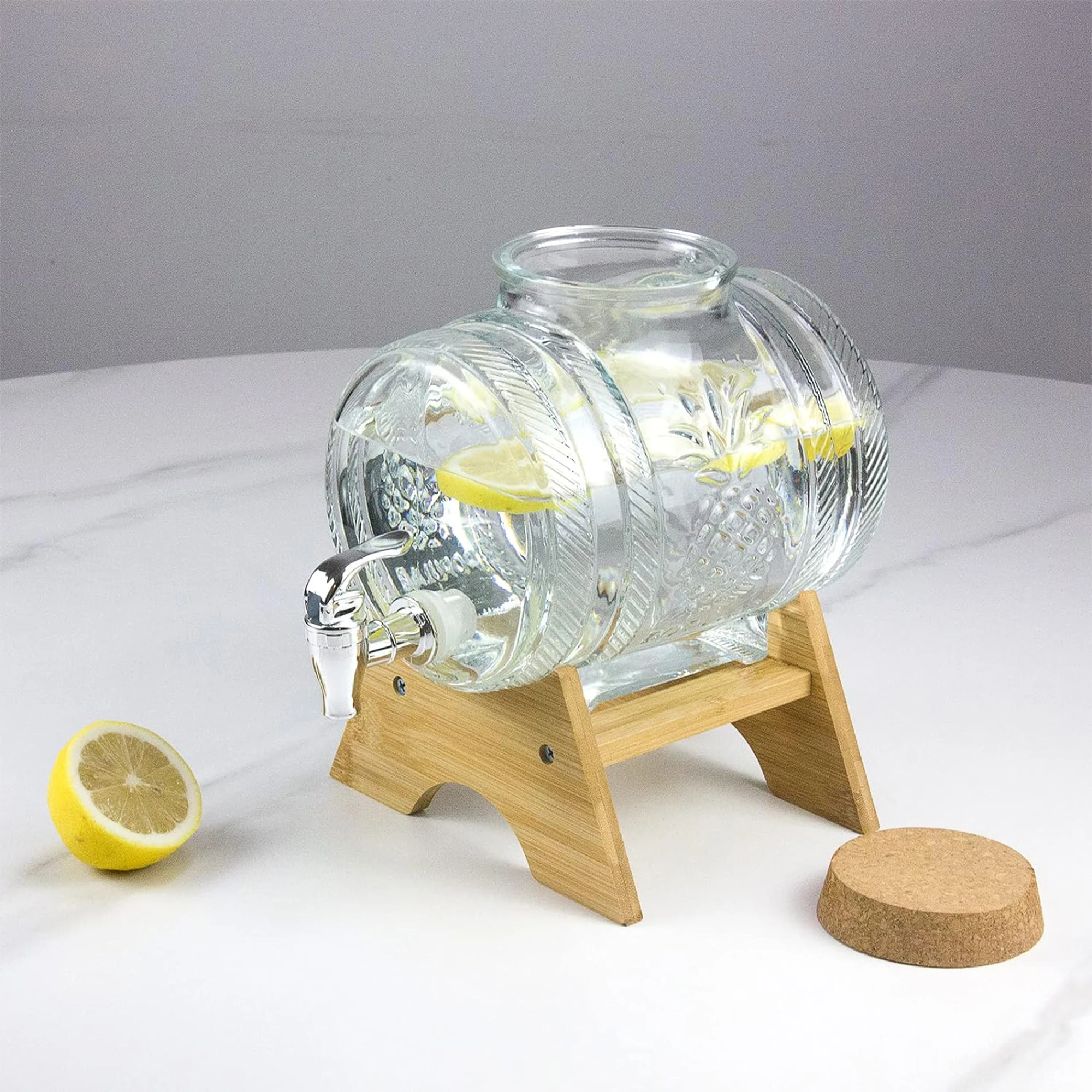 Bamboo Drink Dispenser Stand Apply to Drink Dispenser Barrel Thickened Glass Sealed Wine Jar Dispenser