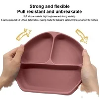 Factory Silicone Round Divided Plates Baby Eating Food Training Tableware Kids Dining Separated Suction Plate