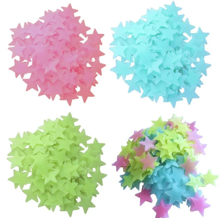 Лидер продаж настенное украшение для детской комнаты звезды луна Бабочка светящаяся 3d Наклейка на стену