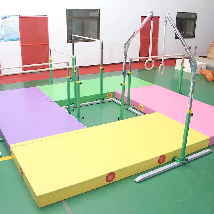 High Quality Kids Gymnastic Equipment Combo Horizontal Bar & Parallel Bars Hot Sale PVC Gym Mat with Custom Logo
