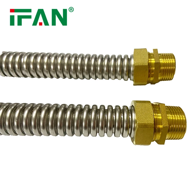 IFAN Factory Gas Stainless Steel Pipe 45cm - 90cm Yellow Flexible Natural Gas Pipe for Home Gas System