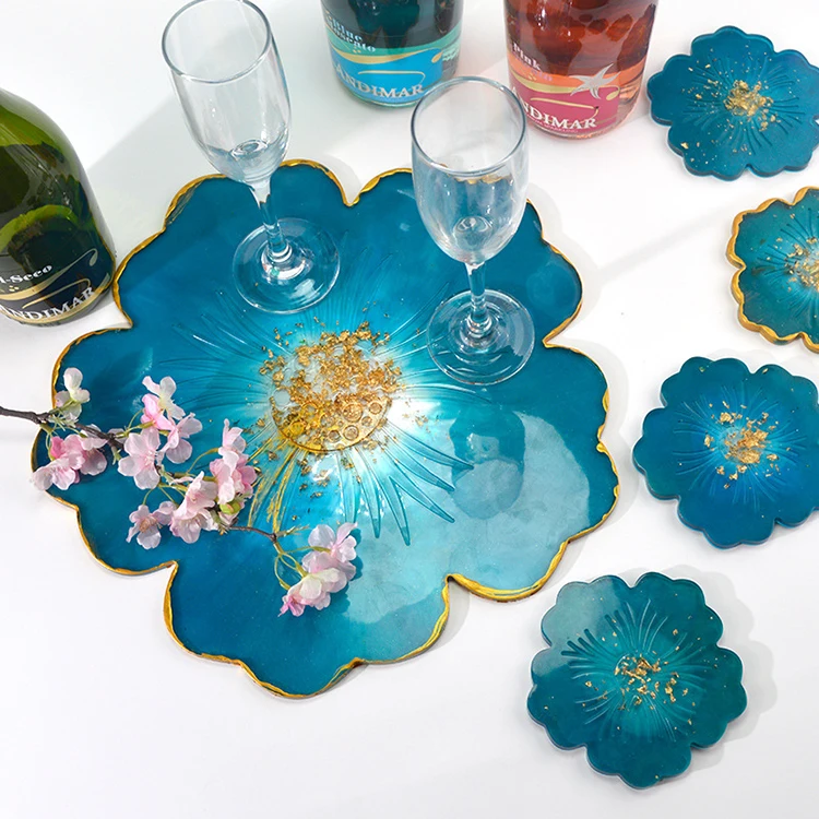 Glass Tea Coaster Resin Epoxy Molds Tea Coaster Resin Molds Silicone Glass Coasters Epoxy Mould for Diy Jewelry Making Findings