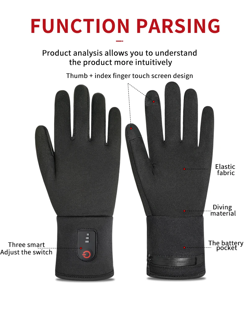 Winter Rechargeable battery heated gloves,thin riding gloves for men women, Heated electric Glove Liners with Touch Screen