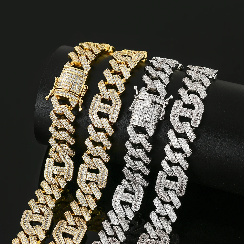 Super September Fashion Miami Cuban Link Chain Iced Out 5A CZ Zircon Hip Hop Necklace Homie Diamond Chain Bracelet Rap Necklace