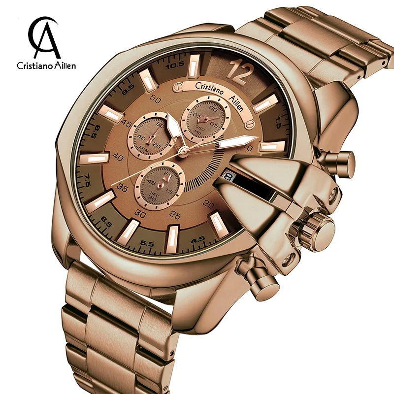 Cristiano Aillen CA0832G Brand Fashion Quartz Custom Design Wrist Man Watch 6-pointer multifunctional business watch
