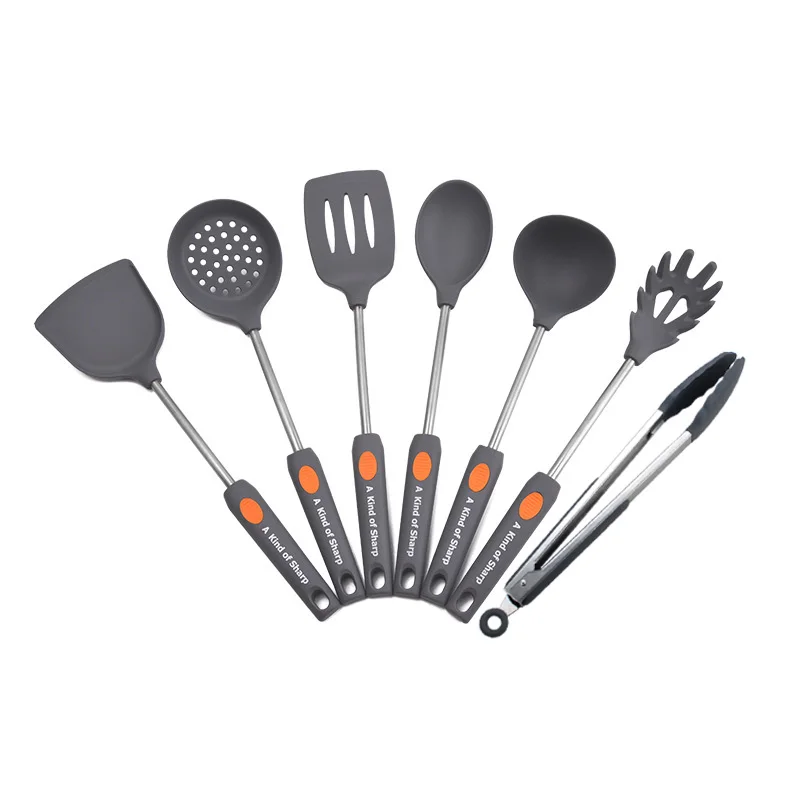 Environmental protection food grade material soft kitchen practical pot accessories 7 pieces of silicone kitchenware set