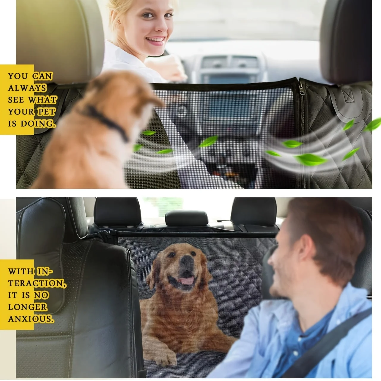 Wholesale Urpower Nylon Polyester Dog Car Seat Cover  with Mesh Window and Storage Pockets Backseat Eco-Friendly Pet Accessory