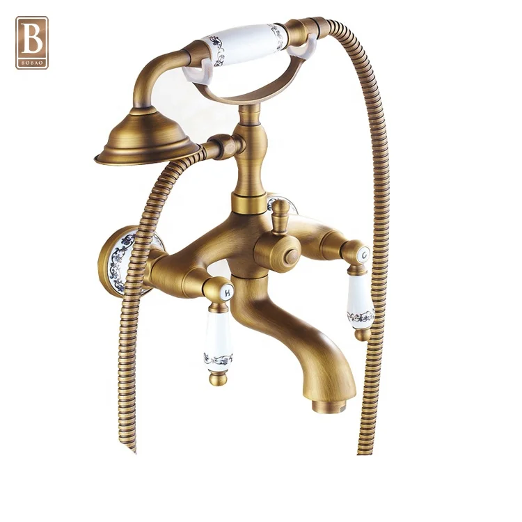 Antique phone style retro bathtub shower faucet set