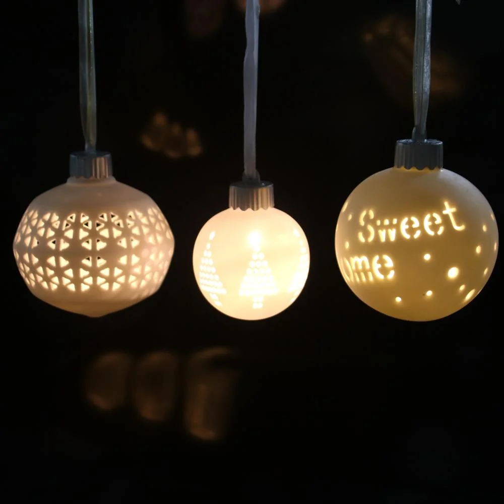 Porcelain Christmas Ball With LED Holiday Decoration for Tree Ornament