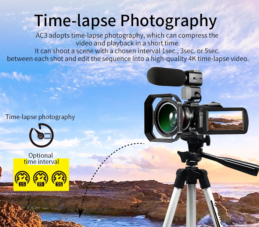 AC3 4K Wifi With External Accessories Ghost hunting infrared Night Vision Digital Video Camera