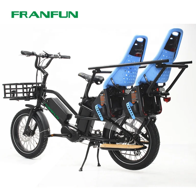 Luxury Mother-kids Fun Family Electric Bike Long Seat 140km Range Best Cargo Bicycle 2 Battery