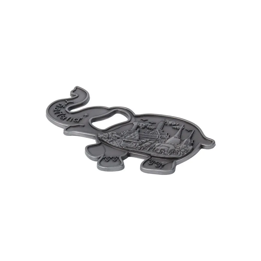 Custom Thailand souvenir gift elephant shape metal magnetic bottle opener fridge magnets