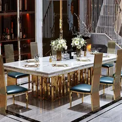 Hot sell Home Furniture Hotel Luxury Dining Table Designs Stainless Steel Dining Table