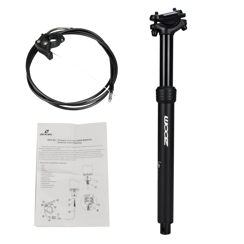 ZOOM Seatpost 27.2mm/30.9mm/31.6mm Mountain Bike seat tube Hydraulic Lifting Remote Control Adjustable Seatpost