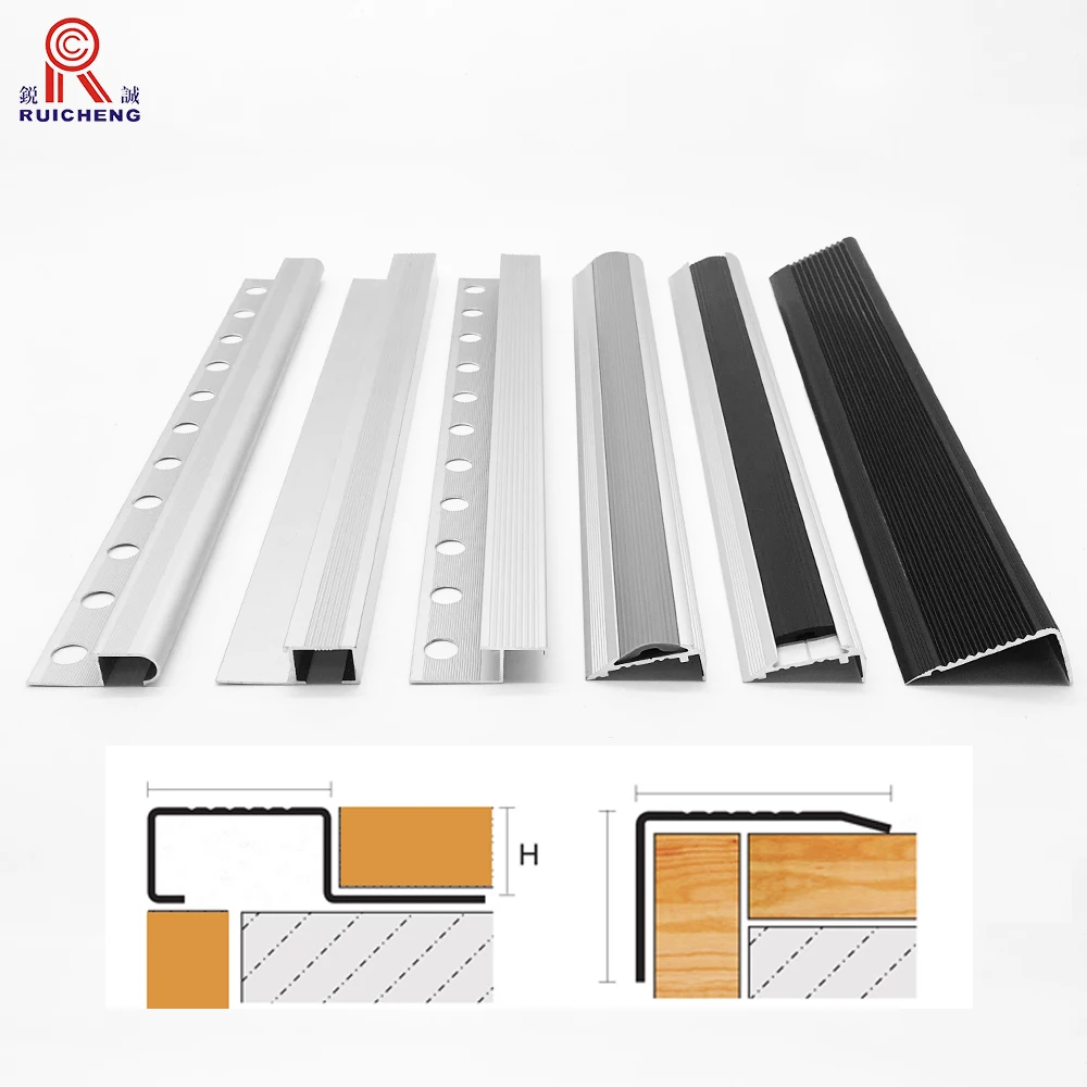 Steps Stone Staircase Anti-Slip Accessories Extruded Aluminum Indoor Stair Nose
