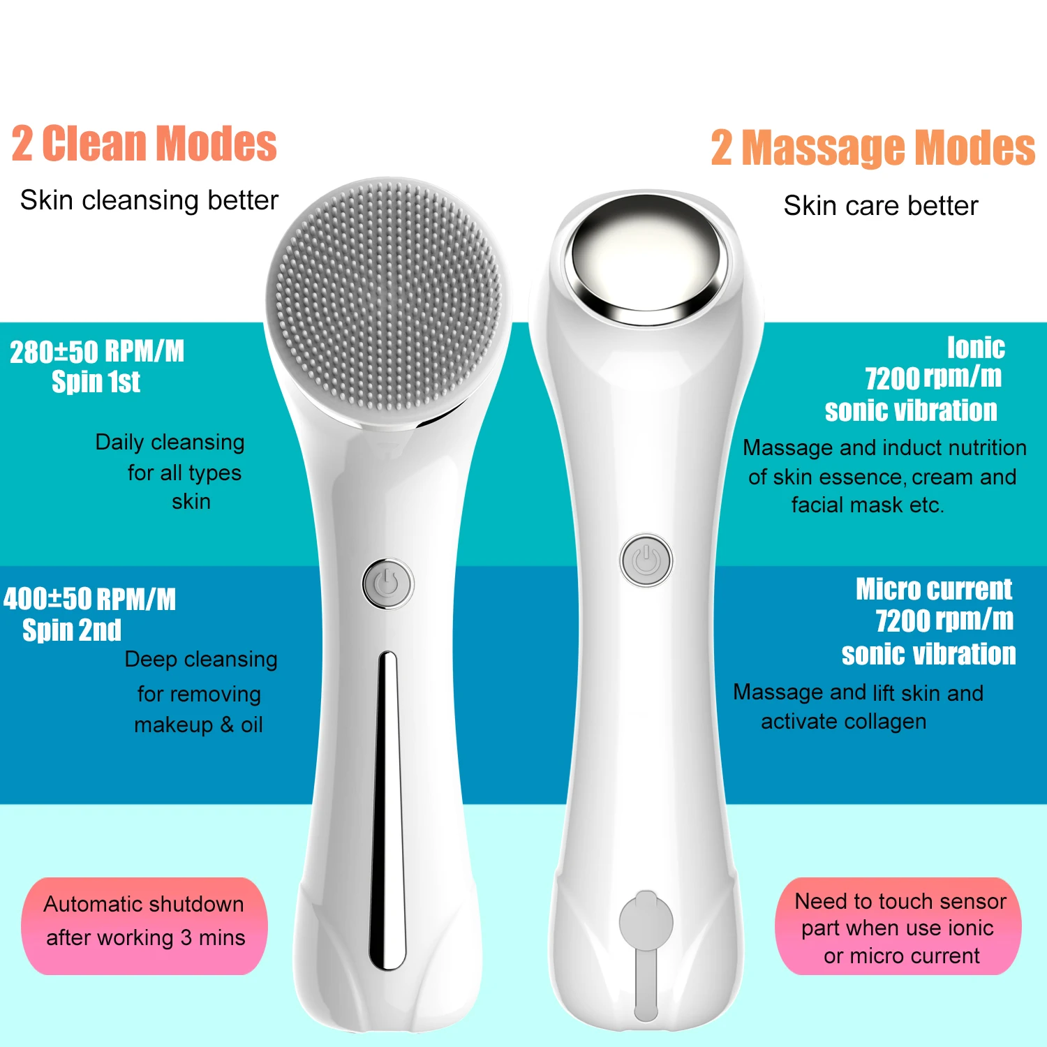 2024 all in 1 Wireless Sonic Facial Cleansing Brush Exfoliate Waterproof Electric Face Cleansing Brush Device