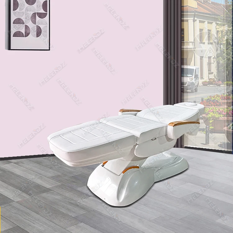 Automatic White And Gold Massage Bed Wooden Aluminium Massage Bed  Korea Portable Wooden Aluminium Massage Spa Table
