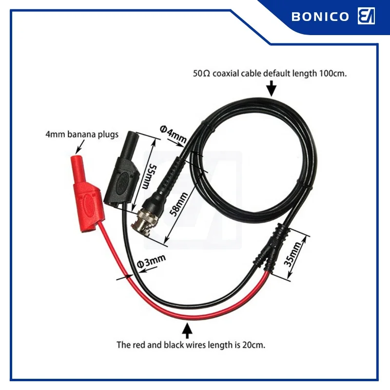 BNC с банановым штекером с покрытием 4 мм, набор двухсторонних испытательных проводов