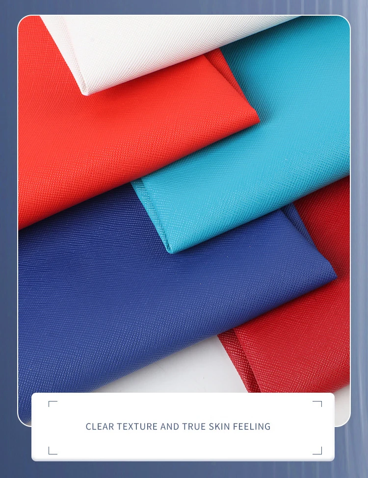 In Stock 0.5mm Small Cross Pattern Pvc Abrasion Resistant Saffiano Synthetic Leather