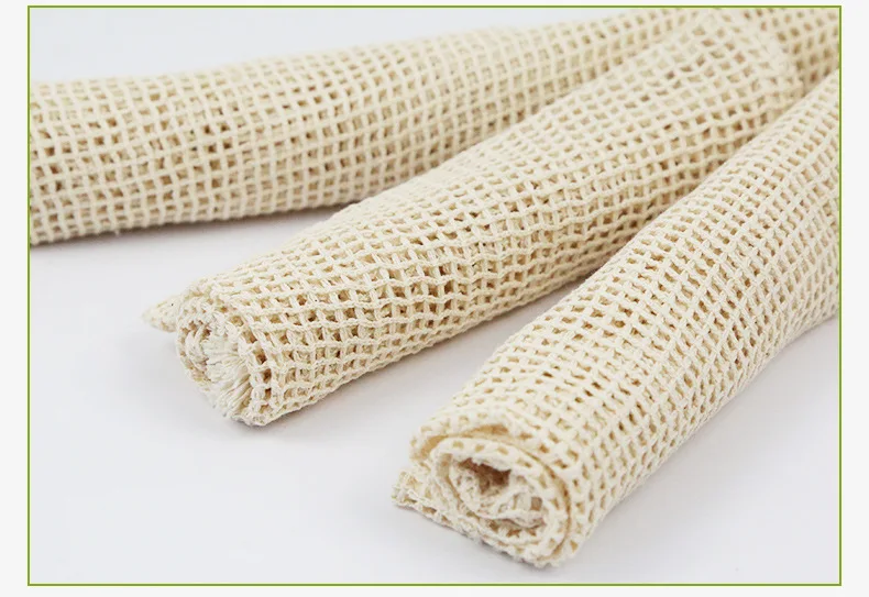 Eco-friendly Custom Muslin Cotton Multi Purpose Kitchen closet storage bag reusable Washable mesh shopping bag for grocery