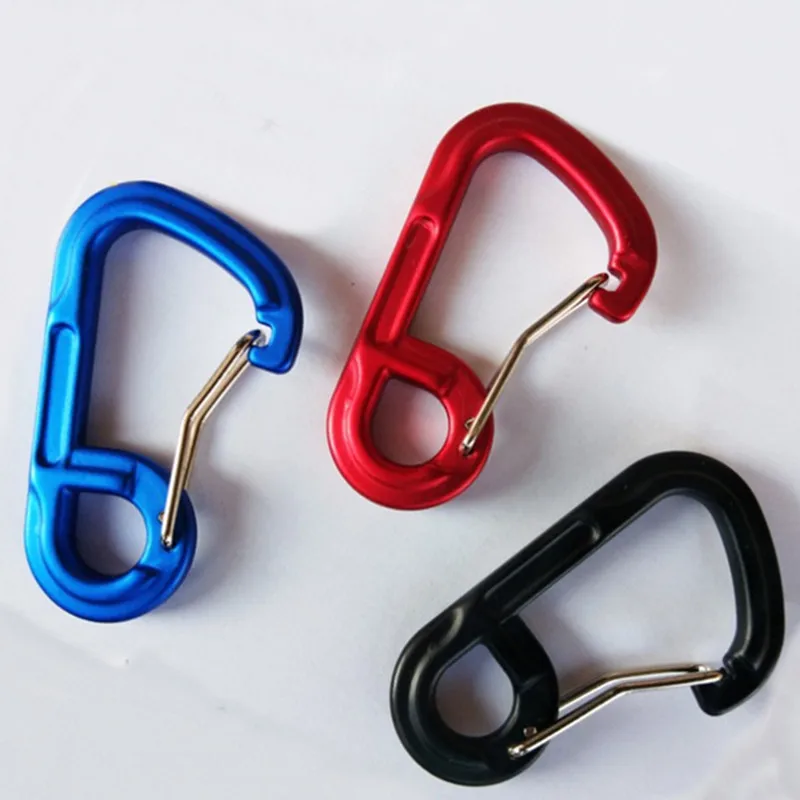 HXY 62.5*37MM China factory wholesale customized color 6cm wire gate carabiner clip aluminum keychain hammock carabiner hook