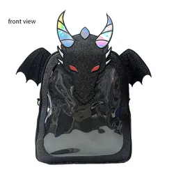 Custom Glitter Pu High Capacity manufacturer Insert Pin Display ita backpack bag With bull head Embroidery