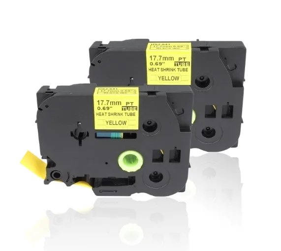 Compatible Brother Heat Shrink Tube Tapes HSe-641 hs641 hse641 17.7mm*1.5m black on yellow heat shrink tube tape
