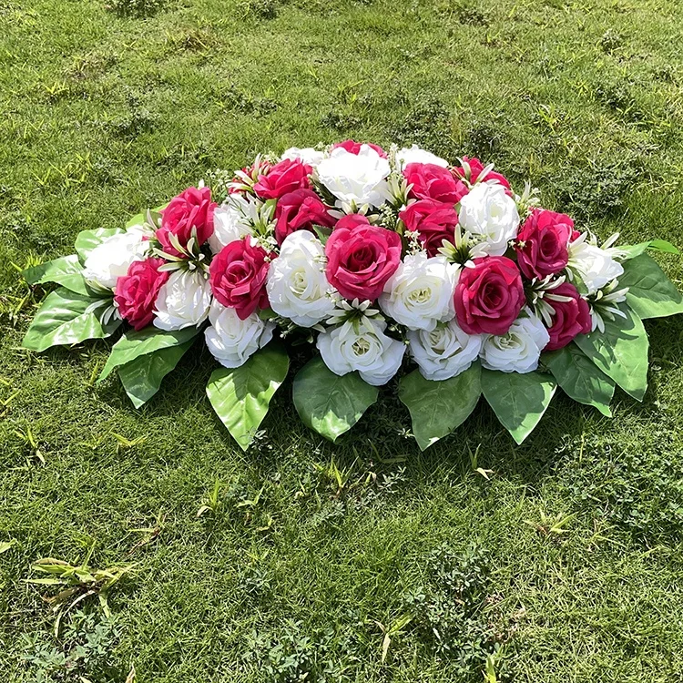 LC0005 New Products Curling Rose Christmas Outdoor Silk Decoration Artificial Flower Plant For Cemetery Funeral
