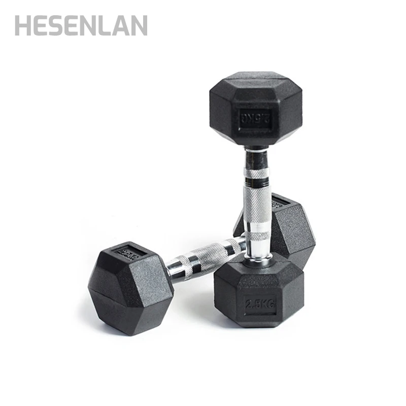 
DB-2304 Hex dumbbells in stainless steel and neoprene rubber (2.5-50 kg / 10-100 lb) / Bodybuilding equipment 