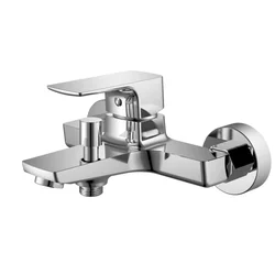 OEM Manufacturer Supply Lavatory Chrome Geometric Brass Faucet Wall Mounted Bath Sanitary Bathroom Bath&Shower Mixer