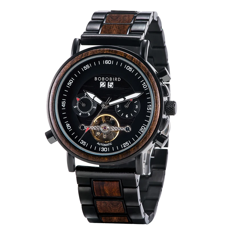 BOBO BIRD Luxury Automatic watch men new design custom logo wood watch with Mechanical movement
