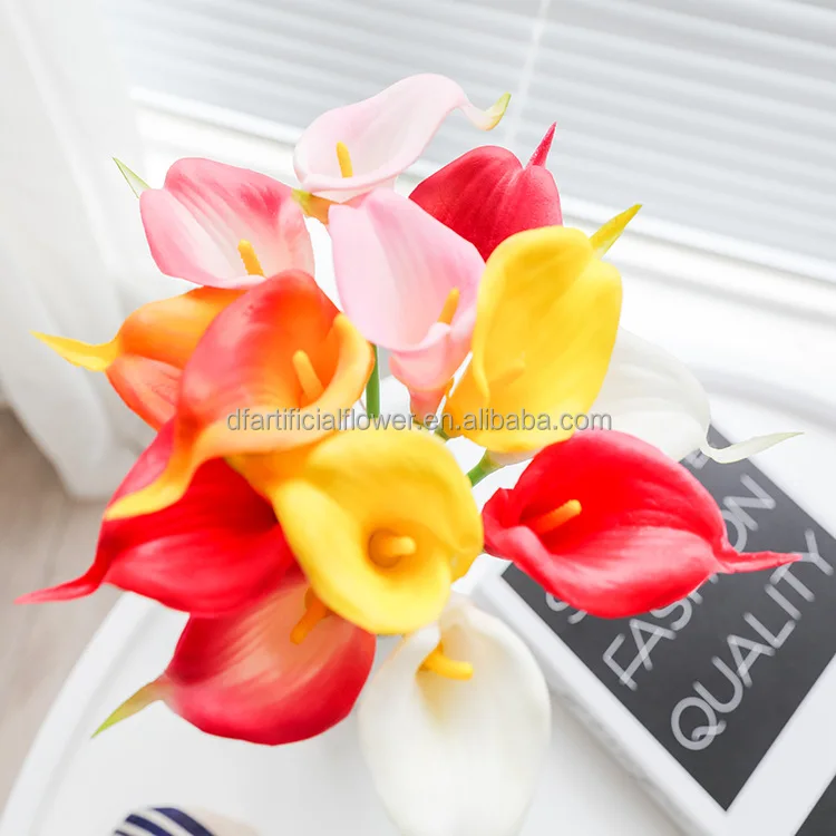 Duofu Gold Supplier Real Touch Calla Lily Wedding Bouquet Wholesale Artificial Bouquet  calla lily silk flowers