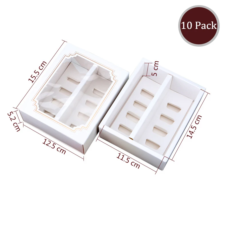 Macarons Containers with Clear Window for 5 Macarons Biscuits or Mini Donuts Cake Paper Container for Gift Giving