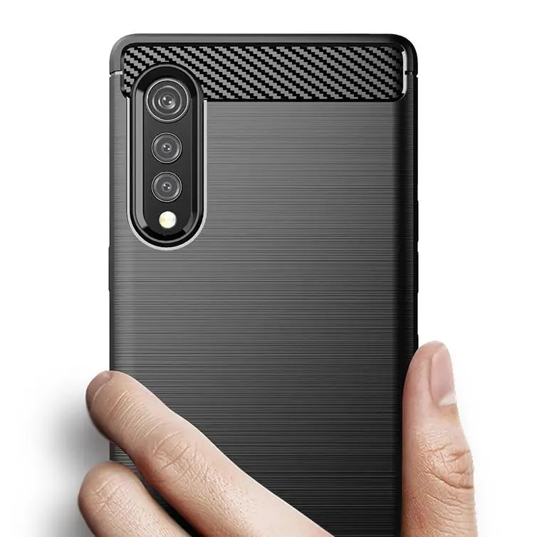 Armor Shockproof Carbon Fiber Soft TPU Back Cover Mobile Phone Case For LG velvet Reflect Prime 2 Case