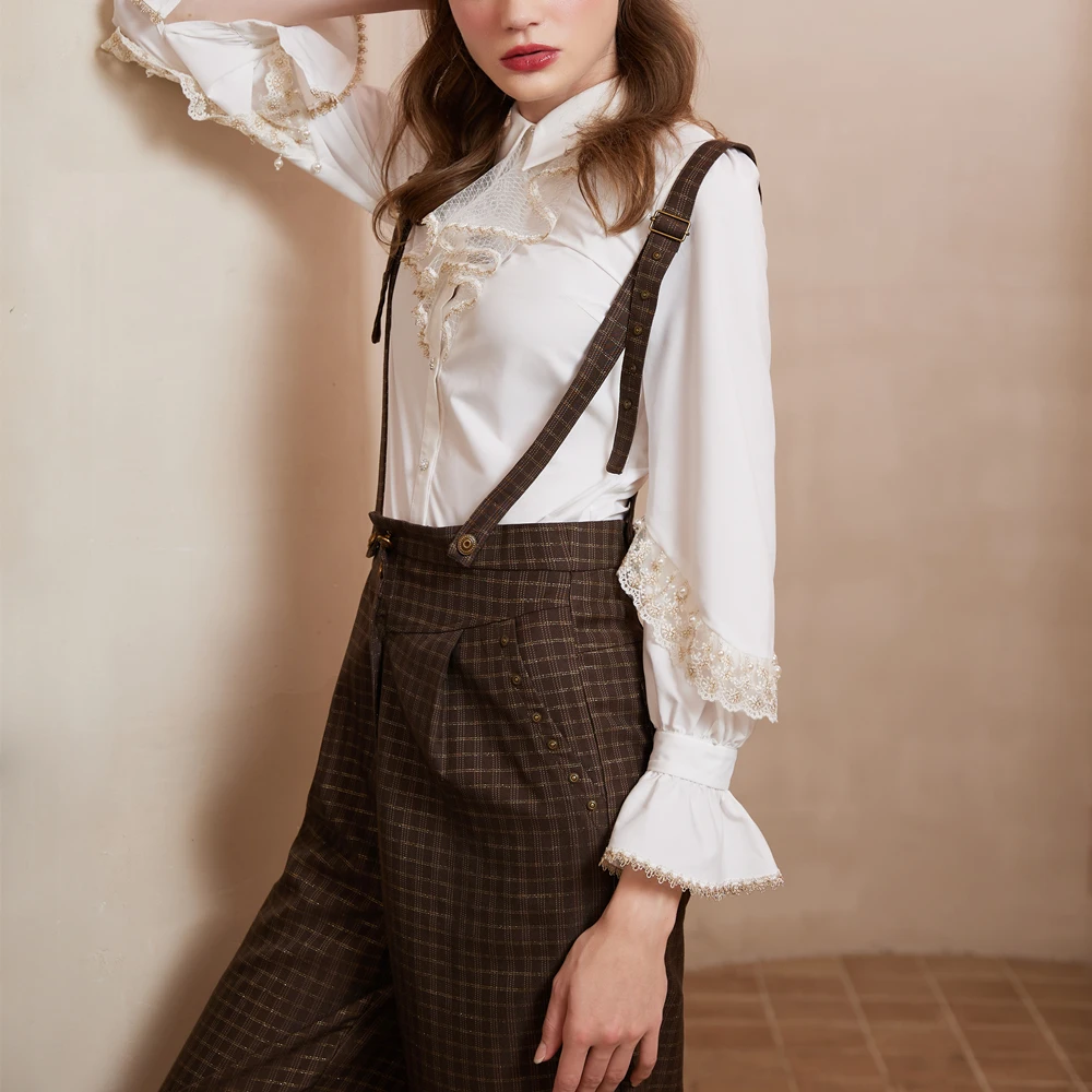 New Suspenders Women Elegant Trousers Strap Wide-leg Pants Simple Long Overalls