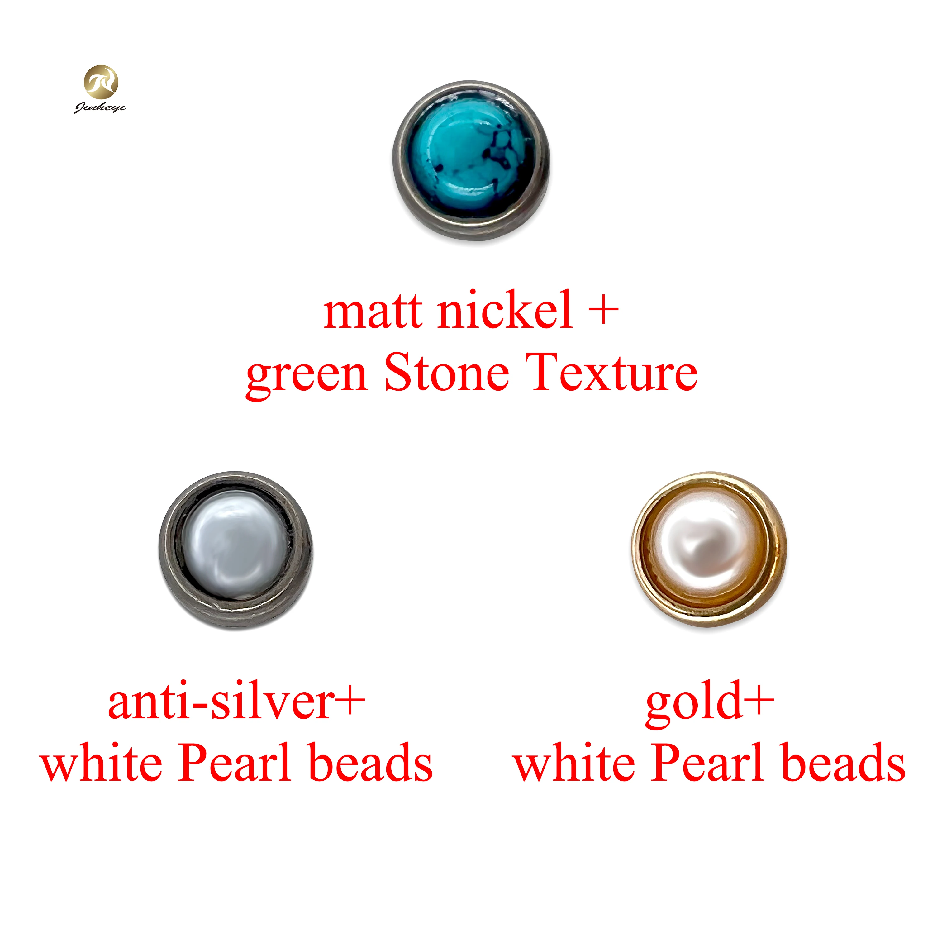 Turquoise Stones Semi-Circular Inlaid Pearl Beads Garment Rivets Clothing Colorful Round Pearl Garment Rivet