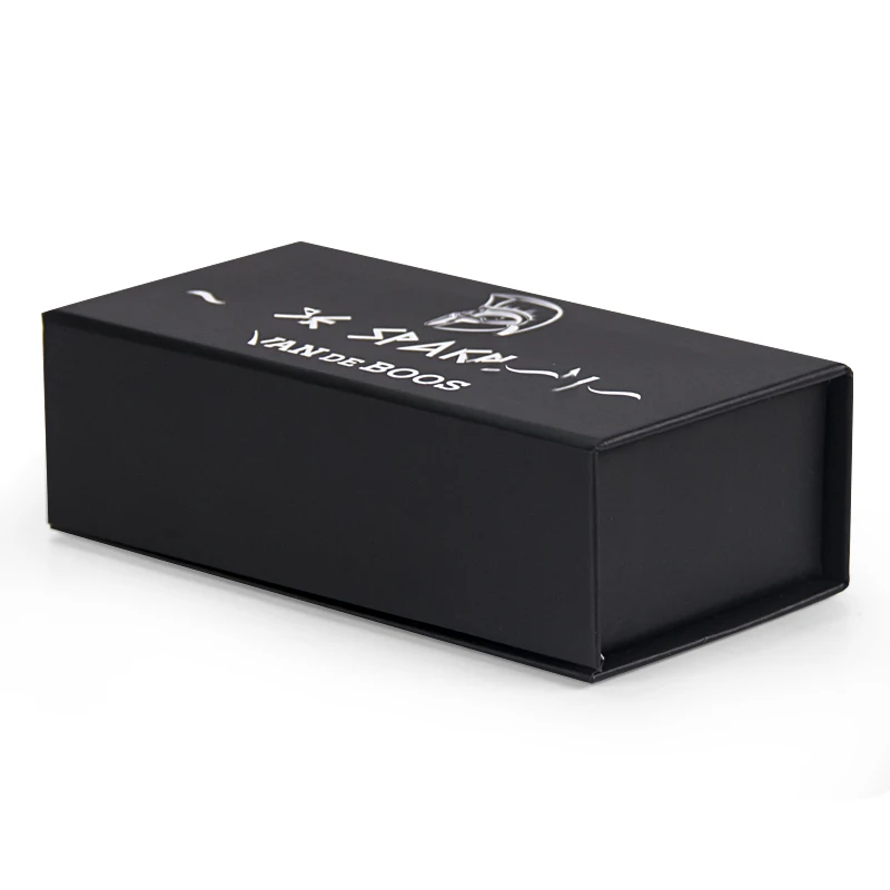 Unique black magnetic cosmetic paper box insert velvet tray and windonw