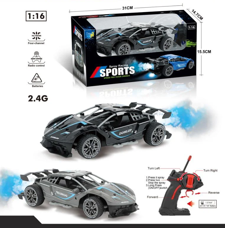 New Arrival Product 2.4G 1/16 Rc Spray Racing Professional High Speed Four Wheel Drive Drift Car Toys