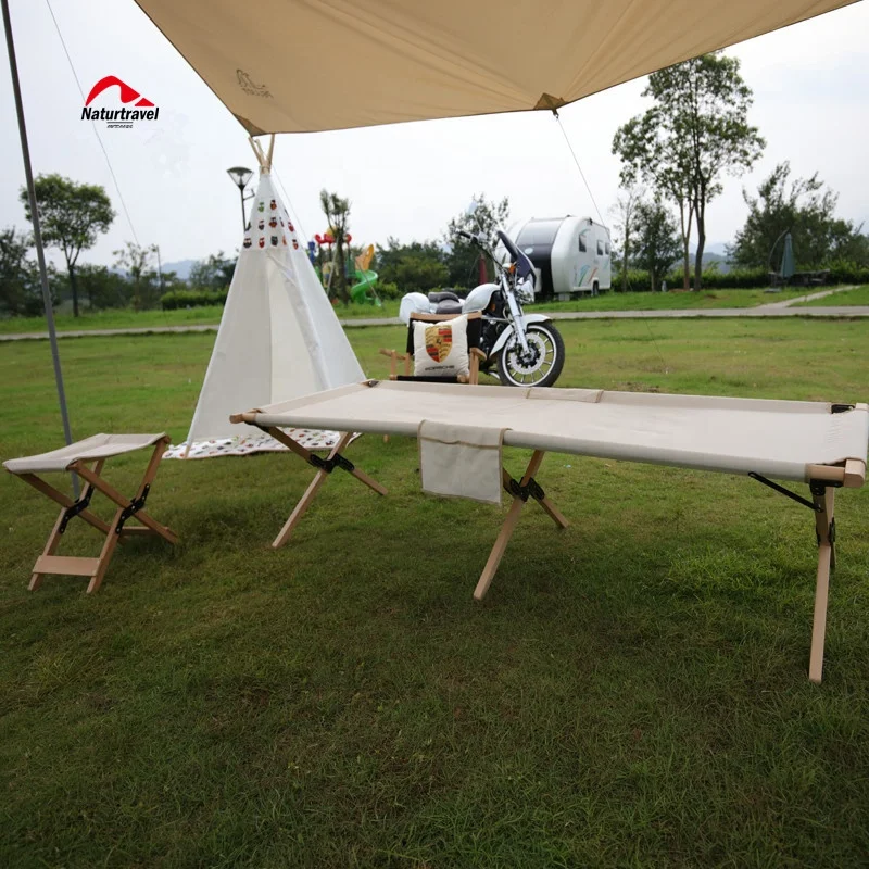Naturtravel Amazon choose High Quality Portable Beech Wood Outdoor Folding Camping Bed Travel Tent Aluminum Folding Bed