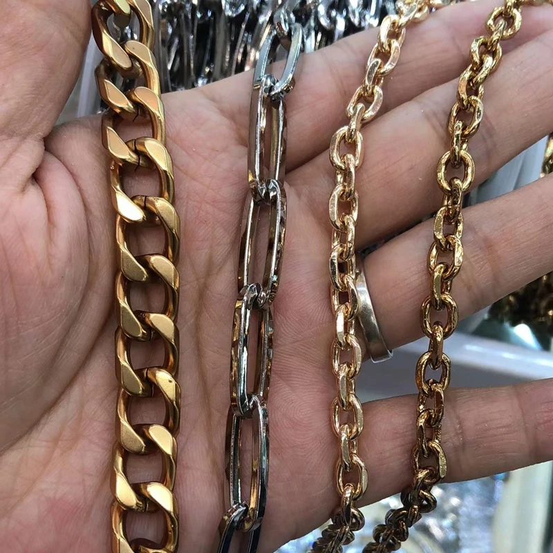 
Wholesale Aluminum Metal Twisted Chain Necklace, DIY Jeans Clothing Shoe Accessories Decoration Curb Link Aluminum Chain 