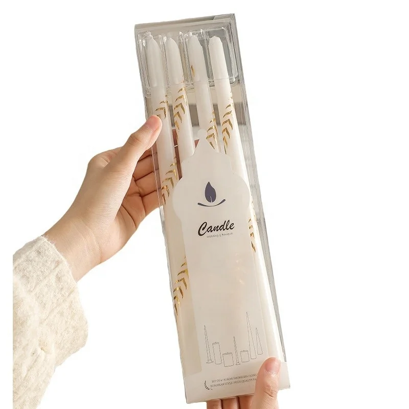 European Classic 12 inch Long Candle Lighting Party Decoration 4 piece white Candle set