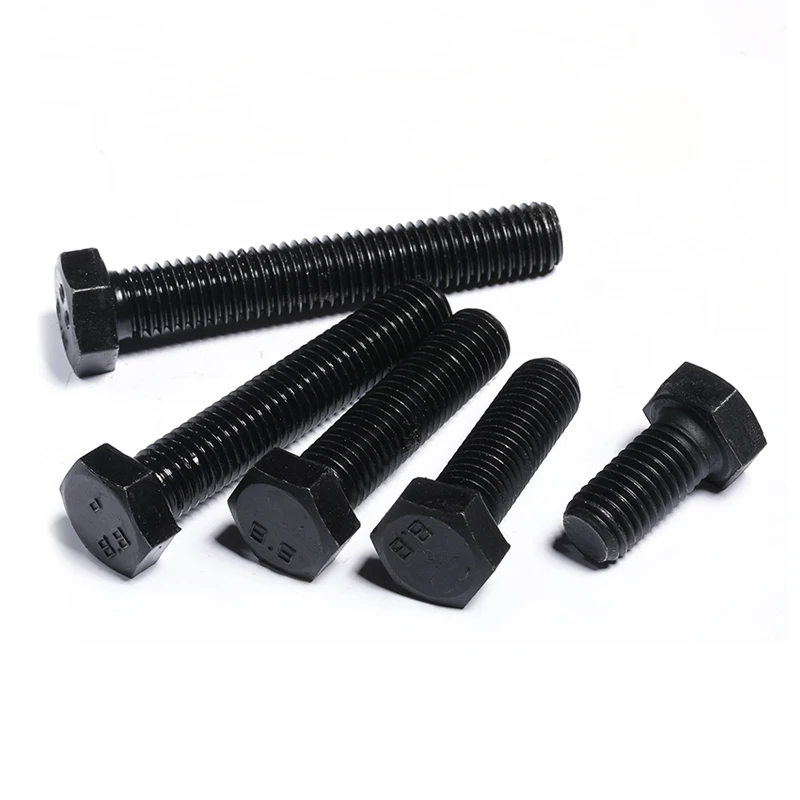 Black Steel Hexagon Bolts M12 M13 DIN933 Fasteners with 18X80 MM 8.8 Hex Head Nuts Bolts in Sizes M6 Bouten M10 Tuerca Y Perno
