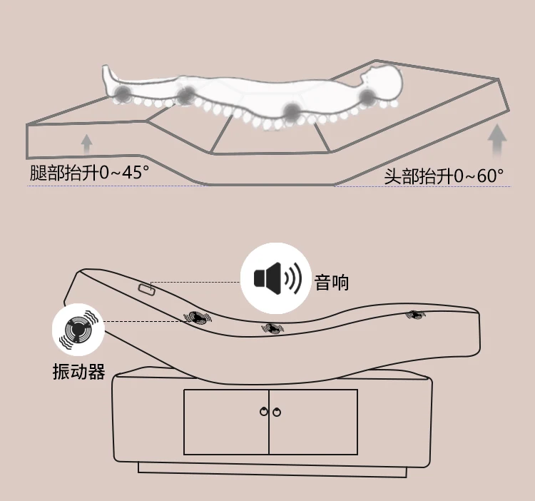 OEM ODM Beauty Electric Beauty Bed Massage Table Facial Bed Massage Heating Bed With 2 Motors